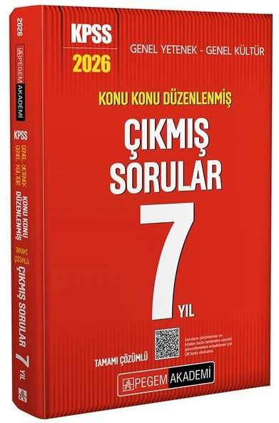 Pegem 2026 KPSS Genel Yetenek Genel Kültür Çıkmış Sorular Son 7 Yıl Konu Konu Çözümlü Pegem Akademi Yayınları ürün görseli 1