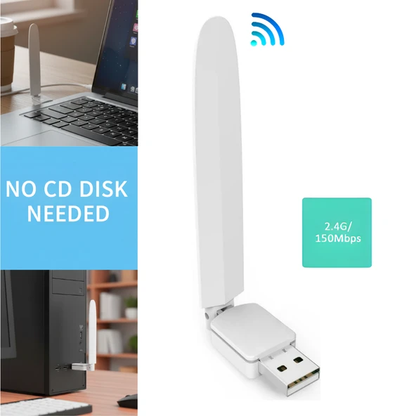Platoon Wireless-N 150MBPS WiFi USB Adaptör Harici Antenli 2.4GHz PC/Mac Uyumlu ürün görseli 1