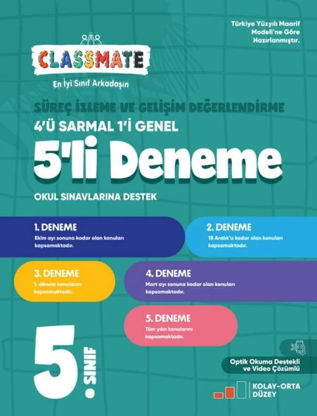 Okyanus Yayınları 5. Sınıf Classmate Süreç İzleme ve Gelişim Değerlendirme 5 li Deneme ürün görseli 1