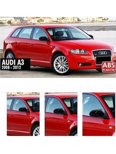 audi a3  (2008-2013) uyumlu  parlak siyah batman ayna kapağı ürün görseli 1