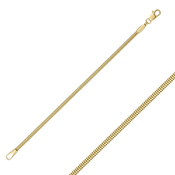 1mm Yuvarlak Balıksırtı Model  14 Ayar Altın Bileklik ürün görseli 1