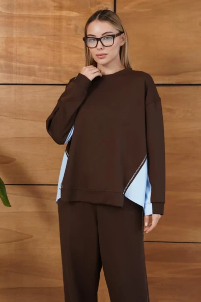 Kontrast Detaylı Oversize Eşofman Takımı - Resim 7