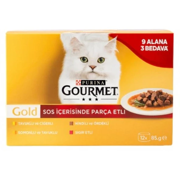 Gourmet Gold Soslu ParçaYetişkin Kedi Konservesi 12 Adet x 85 Gr ürün görseli 1