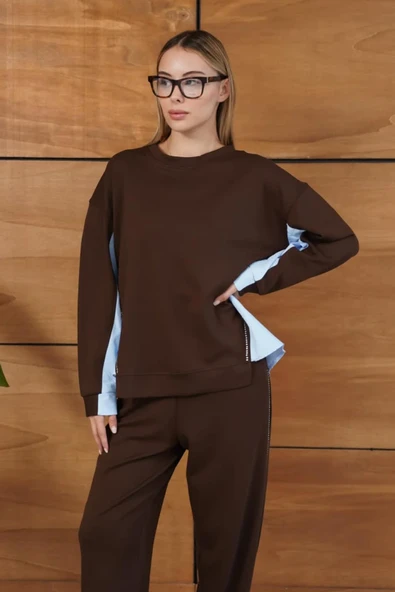 Kontrast Detaylı Oversize Eşofman Takımı - Resim 9