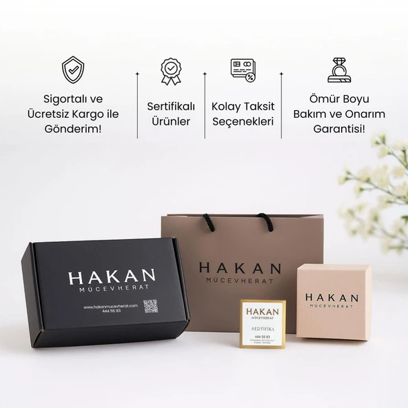 Beyaz Altın Halka Küpe 14 Ayar - Resim 5
