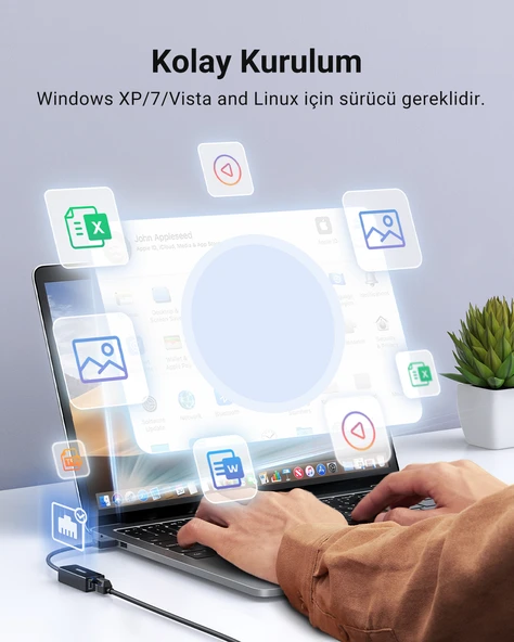 UGREEN USB 2.0/100Mbps Rj45 Ethernet Adaptörü, 20254 - Resim 6
