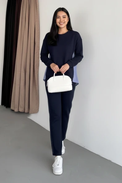 Kontrast Detaylı Oversize Eşofman Takımı - Resim 12