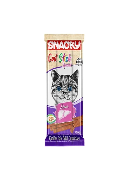 Snacky Kedi Stick Ödül Maması Ciğerli 5grx3 Adet ürün görseli 1