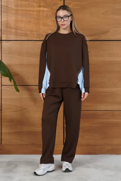 Kontrast Detaylı Oversize Eşofman Takımı - Resim 5