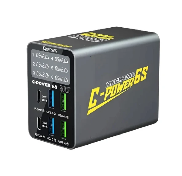Mechanic C-Power 6S Hızlı Şarj Destekli 4 Port Usb 2 Port Type-C PD Çoklu Şarj Ünitesi 50w ürün görseli 1