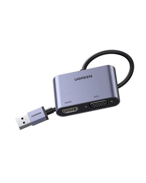 UGREEN USB 3.0 to HDMI+VGA 1080P 60Hz Full HD Dönüştürücü Adaptör, 20518 ürün görseli 1