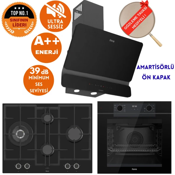 Ferre FryART & SilentArt Merio Ultra Sessiz Siyah Ankastre Set (D080-SA + QEP63CS + ED075-WFA  wok) ürün görseli 1
