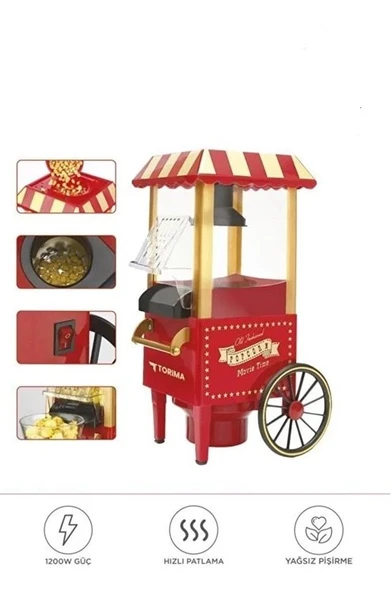 Yağsız Mısır Patlatma Popcorn Makinesi Kırmızı ürün görseli 1