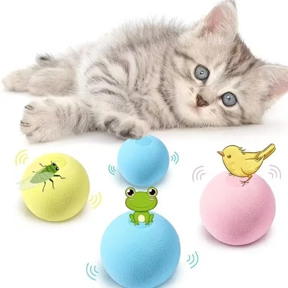 Kedi Otlu 3 Sesli İnteraktif Top Kedi Oyuncağı ürün görseli 1