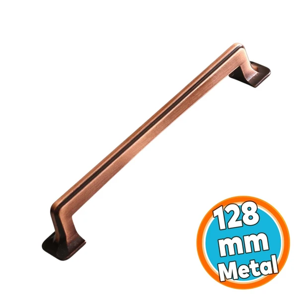 Metal Mobilya Mutfak Çekmece Dolap Dolabı Kulpu Kulbu Kulpları 128 mm Eskitme Antik Bakır ürün görseli 1