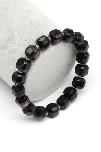 Akik Doğal Taş Bileklik 8 mm Küp Kesim - BLK-2090 ürün görseli 1