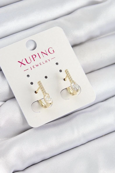 Xuping Zirkon Taşlı I Model Gold Renk Kadın Küpe Vice1395 0454 ürün görseli 1