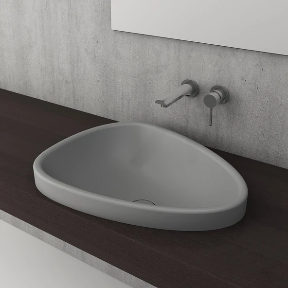 BOCCHİ Etna Tezgah Üstü Lavabo 58 cm MAT GRİ 1112-006-0125 ürün görseli 1