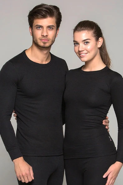 Thermoform Heavy Unisex Yetişkin Uzun Kol Termal Outdoor İçlik Fanila Siyah ürün görseli 1