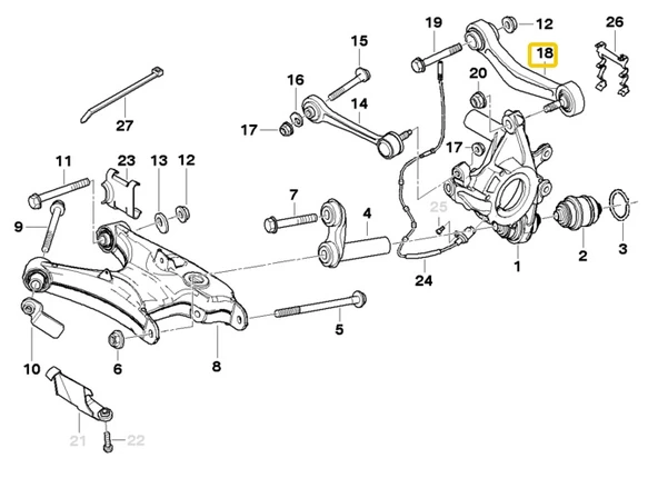 BMW E39 ARKA SAĞ SALINCAK KOLU 33326767832 ürün görseli 1