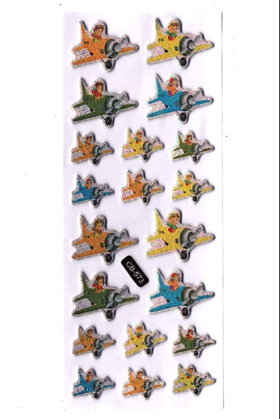 Sticker Kabartmalı Sticker Defter, Planlayıcı Etiket (cb573) 16x7 cm- Renkli Uçak Pilot ürün görseli 1