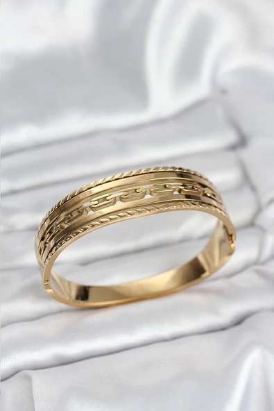316L Çelik Gold Renk Vintage Model Kadın Kelepçe Bileklik Vice1395 1573 ürün görseli 1