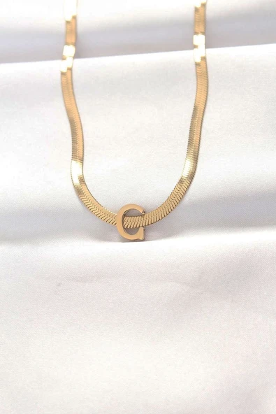 316L Çelik C Harfli Gold Renk İtalyan Zincirli Kolye Vice1395 2625 ürün görseli 1