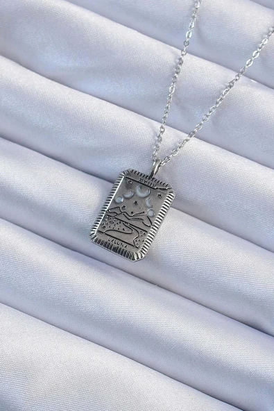 316L Çelik Zincir Eskitme Gümüş Renk Ay Figürlü Tarot Kolye Vice1395 3274 ürün görseli 1