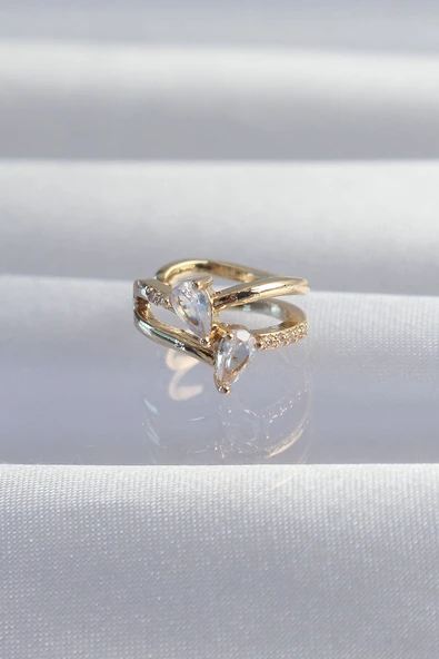 Pirinç Gold Renk Zirkon Taşlı Damla Earcuff Küpe Vice1395 3097 ürün görseli 1