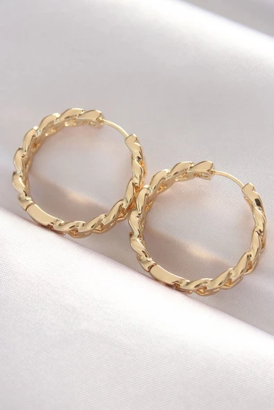 Pirinç Gold Renk Zincir Model Halka Küpe Vice1395 2744 ürün görseli 1