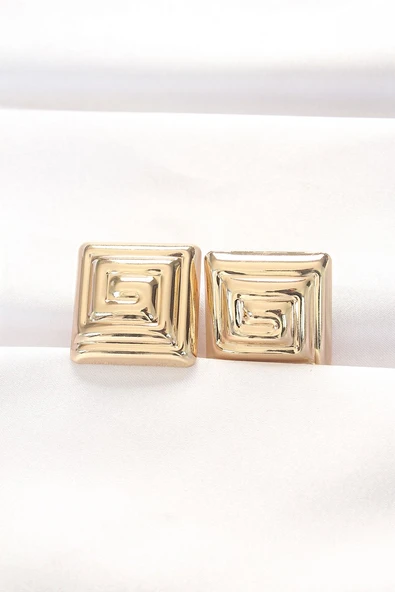 Pirinç Gold Renk Kare Form Küpe Vice1395 2587 ürün görseli 1