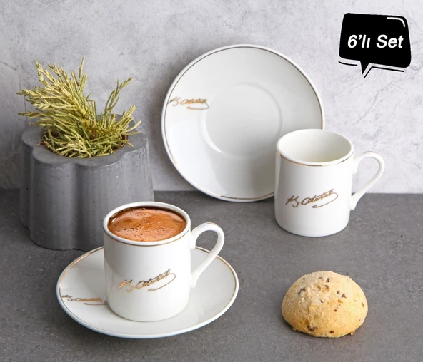 Gönül Porselen Atatürk imzalı fincan takımı - 12 parça 6 kişilik ürün görseli 1