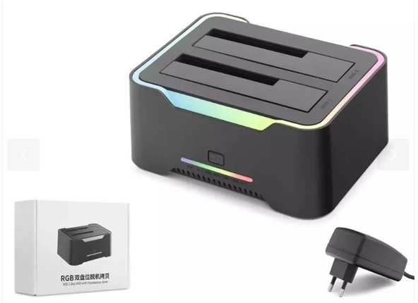 Hadron Hdx1790 HDD Docking – USB 3.0, 2.5 & 3.5 HDD-SSD, 8TB Destekli  RGB Siyah ürün görseli 1