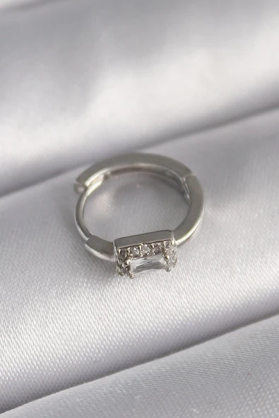 316L Çelik Gümüş Renk Kare Zirkon Taşlı Tragus Piercing Vice1395 3631 ürün görseli 1