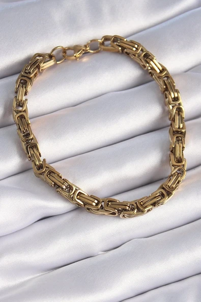 316L Çelik Gold Renk Kral Zincir Model Erkek Bileklik Vice1395 3378 ürün görseli 1