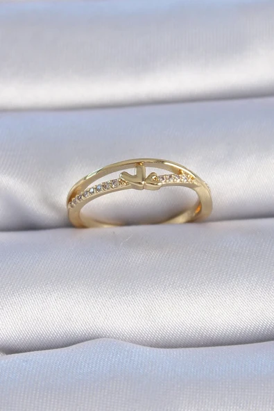 Pirinç Gold Renk Zirkon Taşlı Kalp Model Kadın Yüzük Vice1395 3386 ürün görseli 1
