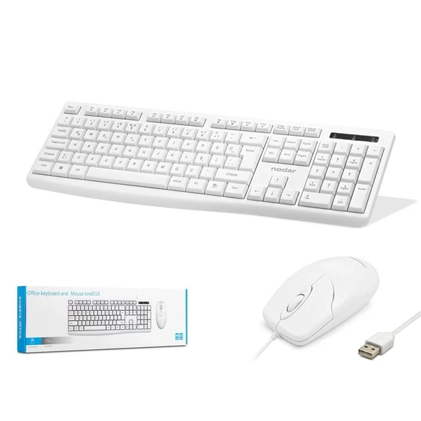 Nodar Km8520 Kablolu Klavye ve Mouse Set Q Beyaz ürün görseli 1