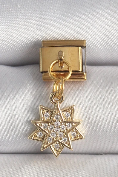 316L Çelik Gold Renk Sallantı Zirkon Taşlı Yıldız Model Nomination Charm Vice1395 4773 ürün görseli 1