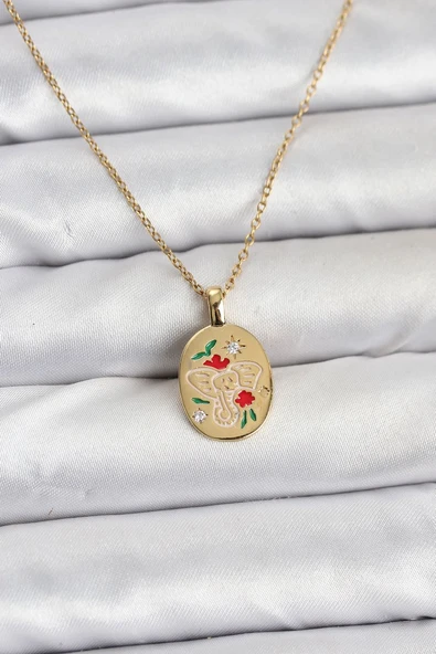 316L Çelik Zincir Gold Renk Fil Figürlü Kadın Kolye Vice1395 4951 ürün görseli 1