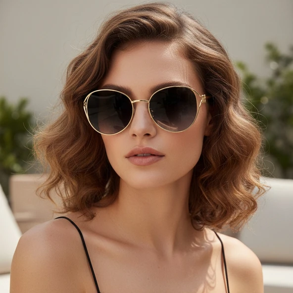 Daniel Klein DK4329-2 Siyah Gold Grace Round Modern Tasarım Premium Kadın Güneş Gözlüğü ürün görseli 1