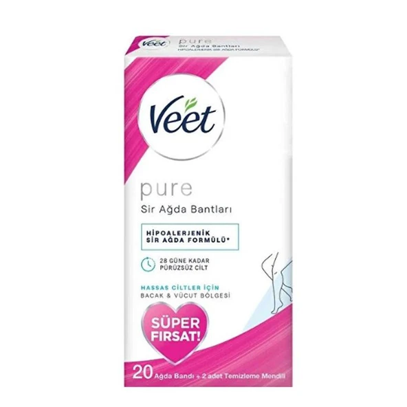 Veet Pure Bacak ve Vücut Bölgesi Sir Ağda Bantları 20 Adet ürün görseli 1