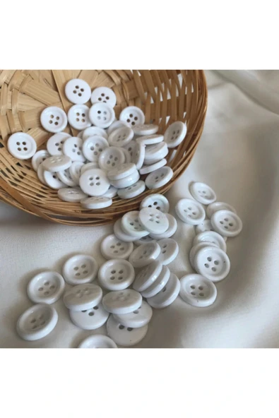 24 Boy 4 Delikli Beyaz Pantolon Düğmesi ( 1000 Adet ) ürün görseli 1