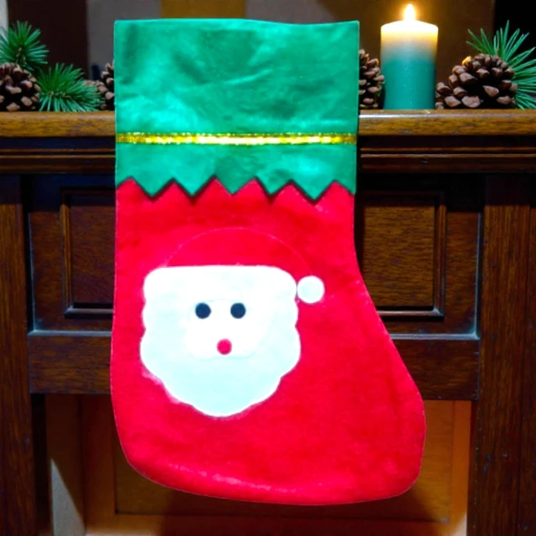 NOEL BABA ÇORABI 23 CM NOEL BABA FİGÜRLÜ ÇORAP YILBAŞI SÜSLERİ ürün görseli 1