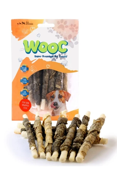 wooc Dog Balık Derisi Sargılı Sütlü Stick Köpek Ödül Maması ürün görseli 1