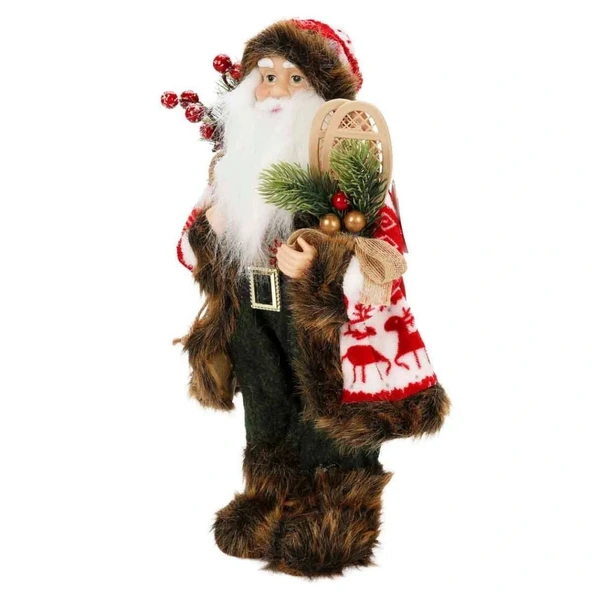 Kürklü Noel Baba Dekoratif Biblo 41 cm - Resim 3