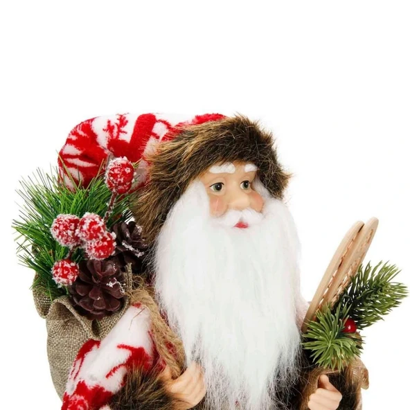 Kürklü Noel Baba Dekoratif Biblo 41 cm - Resim 5