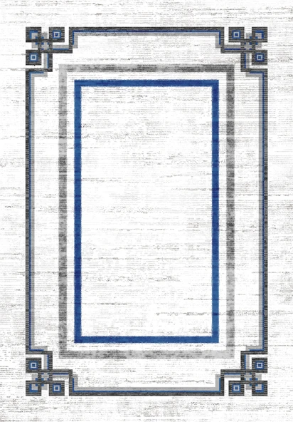 Dijital Baskılı Dekoratif Kaymaz Taban Yıkanabilir Çerçeveli Halı Salon Halısı Yolluk Mutfak Halısı 200 x 400 cm Gri ürün görseli 1