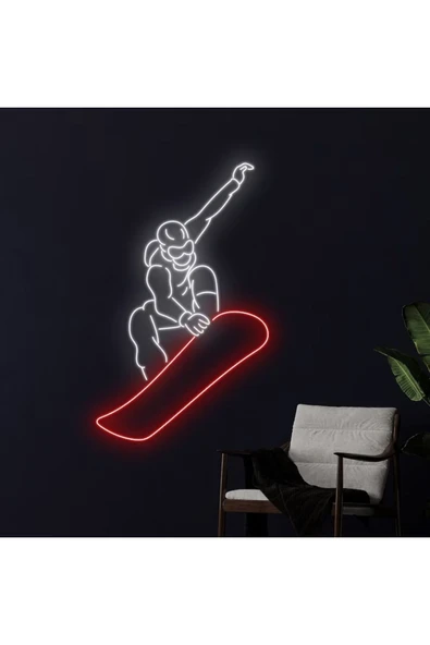 Snowboard Yapan İnsan Figürlü Neon Tabela ürün görseli 1