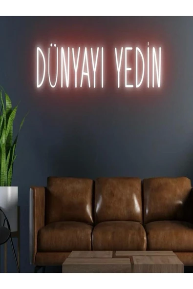 DÜNYAYI YEDİN Yazılı Neon Tabela ürün görseli 1