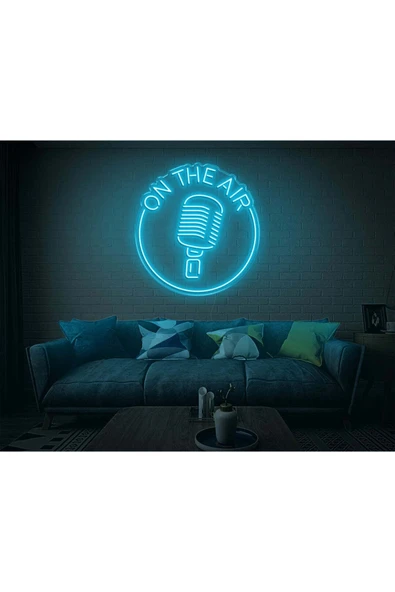 ON THE AIR Yazılı Mikrofon Figürlü Neon Tabela ürün görseli 1